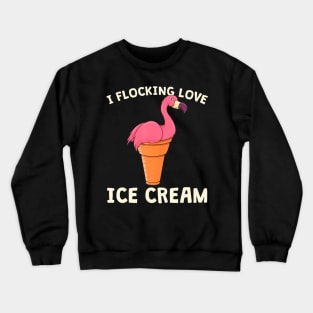 Pink Flamingo Ice Cream Cone Waffle Summer Love Crewneck Sweatshirt